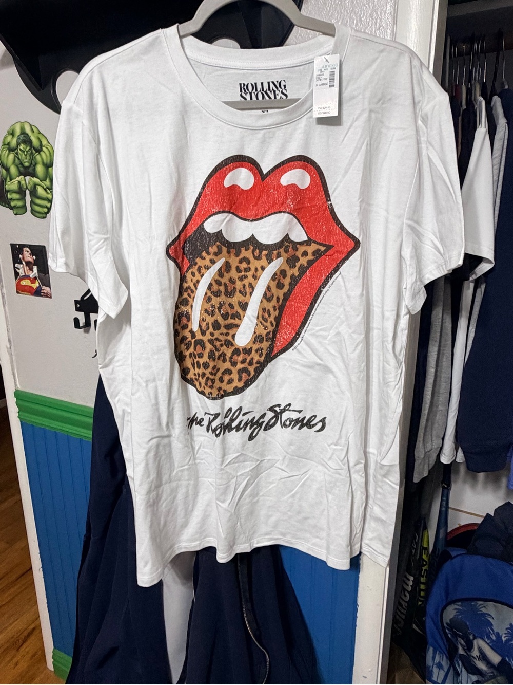 Maurices White Rolling Stones Tee with Red Lips and Leopard Tongue